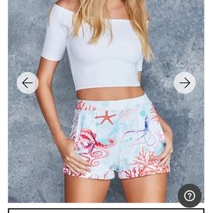 OCTOPUS'S GARDEN WHITE CUFFED SHORTS - LIMITED